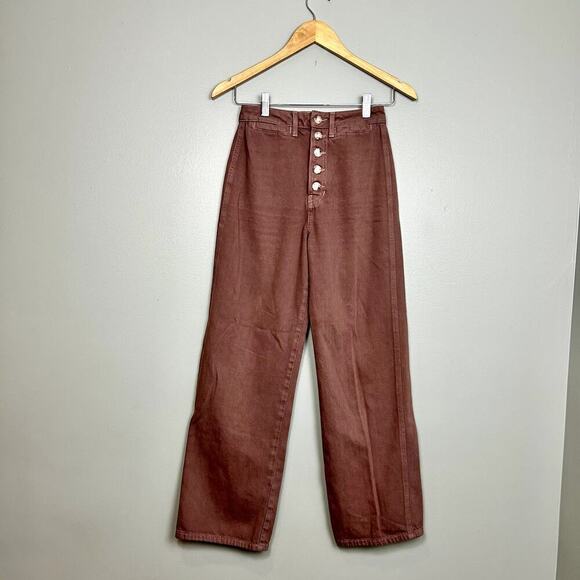 Reformation Lexi High Rise Wide Leg Jeans Rye Wash Colored Denim Pants size 24 - Picture 2 of 9